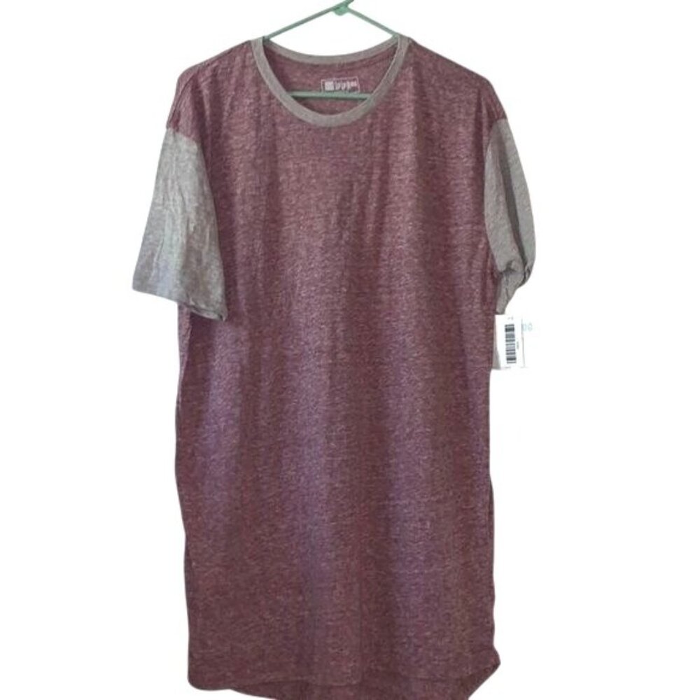 Lularoe Heathered Burgundy & Gray Short Sleeve Crew Neck T-Shirt Large Made In G